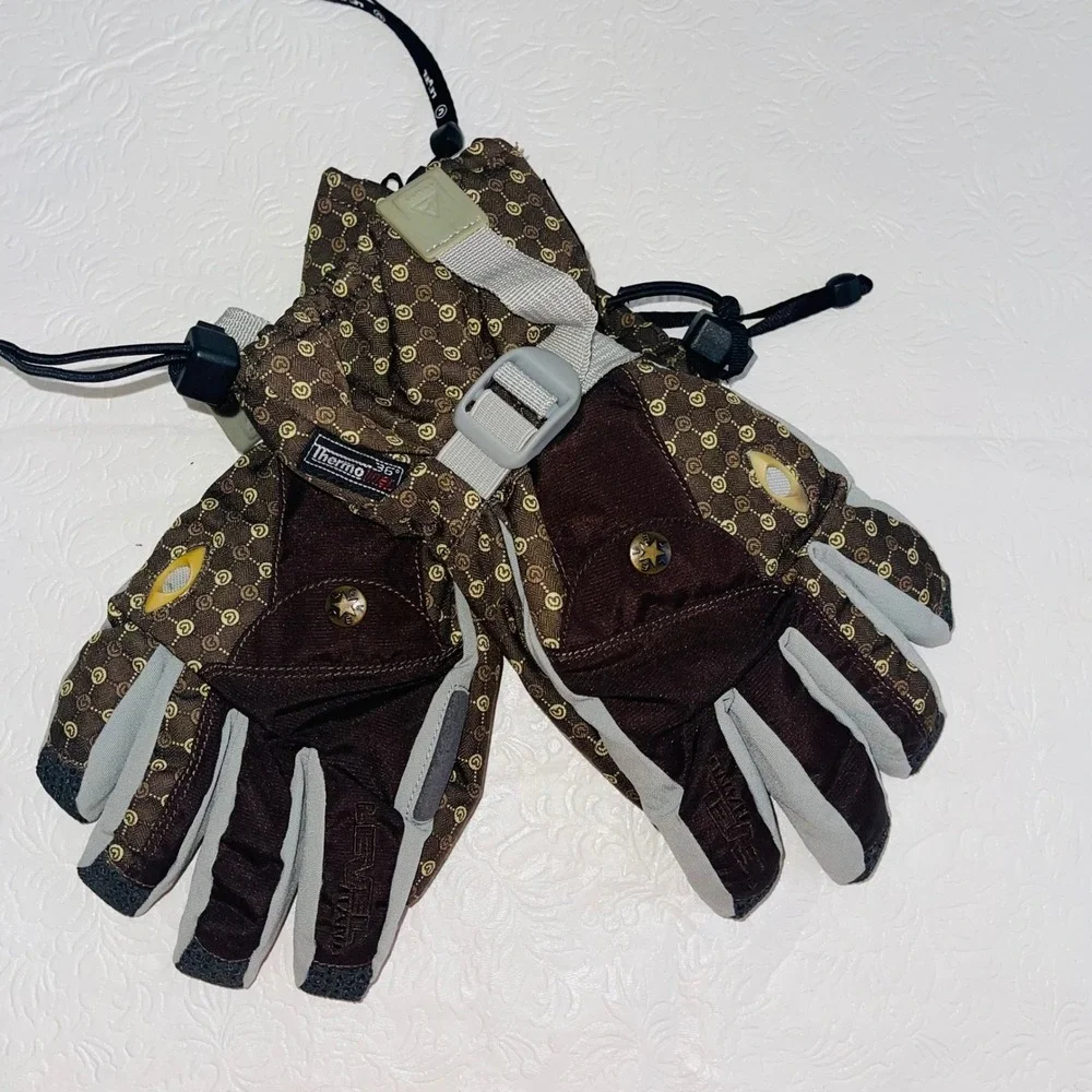 LEVEL Hand Matrix S Ski Gloves Membra-Therm Plus Brown Monogram Warmer Pocket